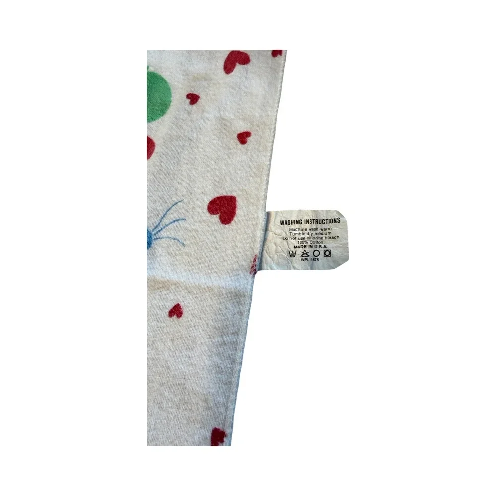 Vintage 1985 The Kendall Co Baby Blanket Balloons Hearts White Cotton‎ USA
